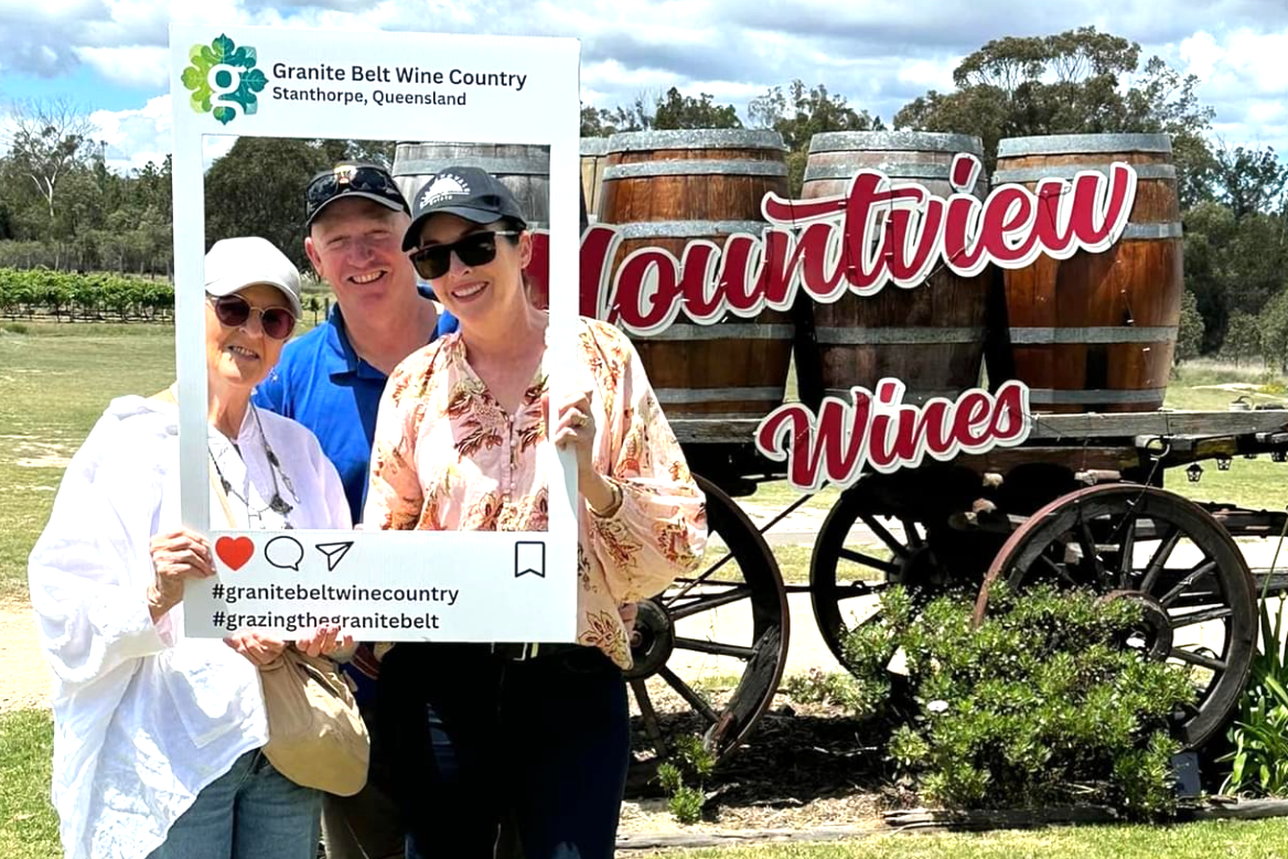 Dee and Geoff Davenport with their visiting friend, Shane Nicolls (left).