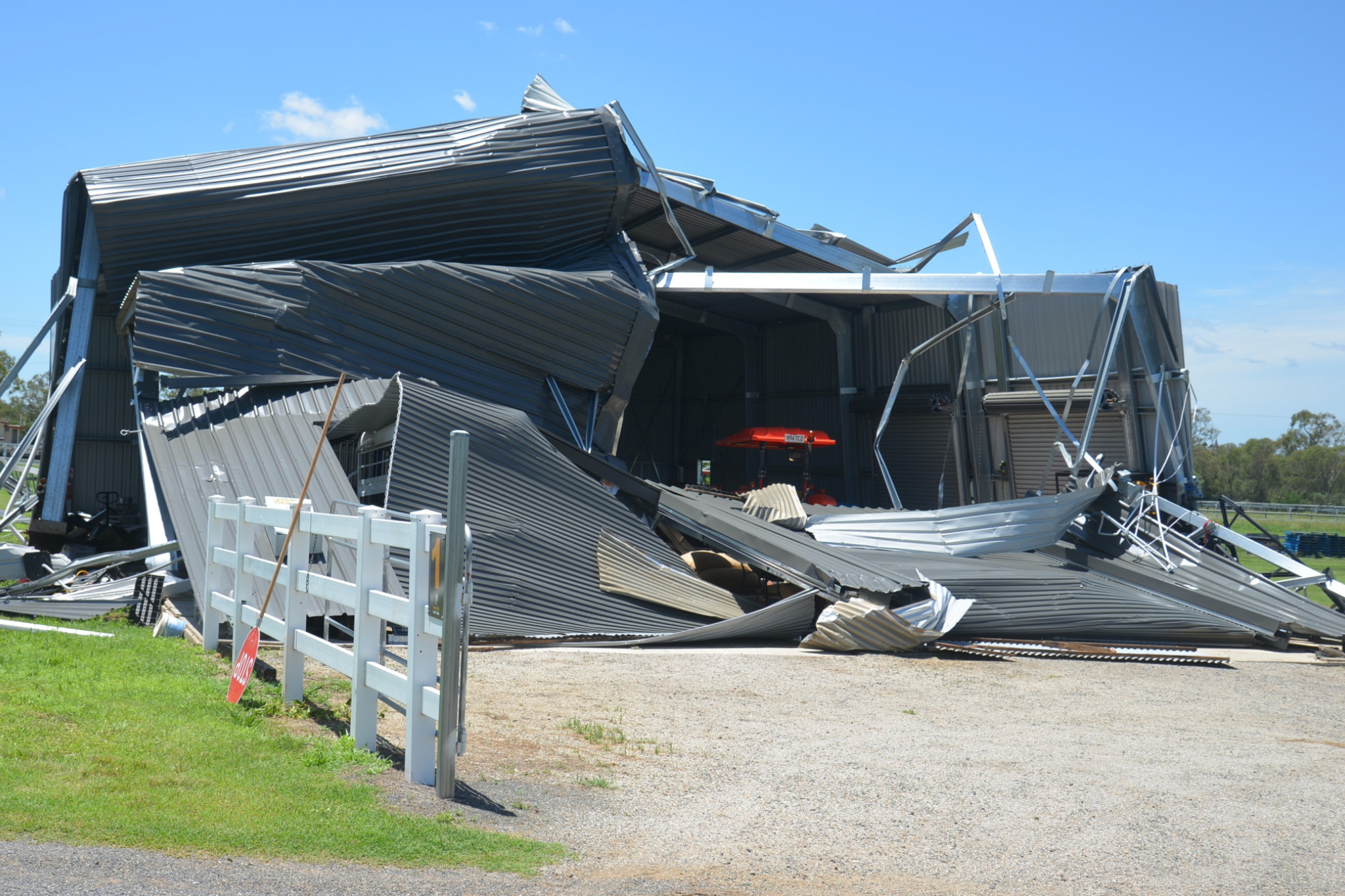 The barrier shed at Allman Park was destroyed by the wind from the storm last week. Photo Gerard Walsh.