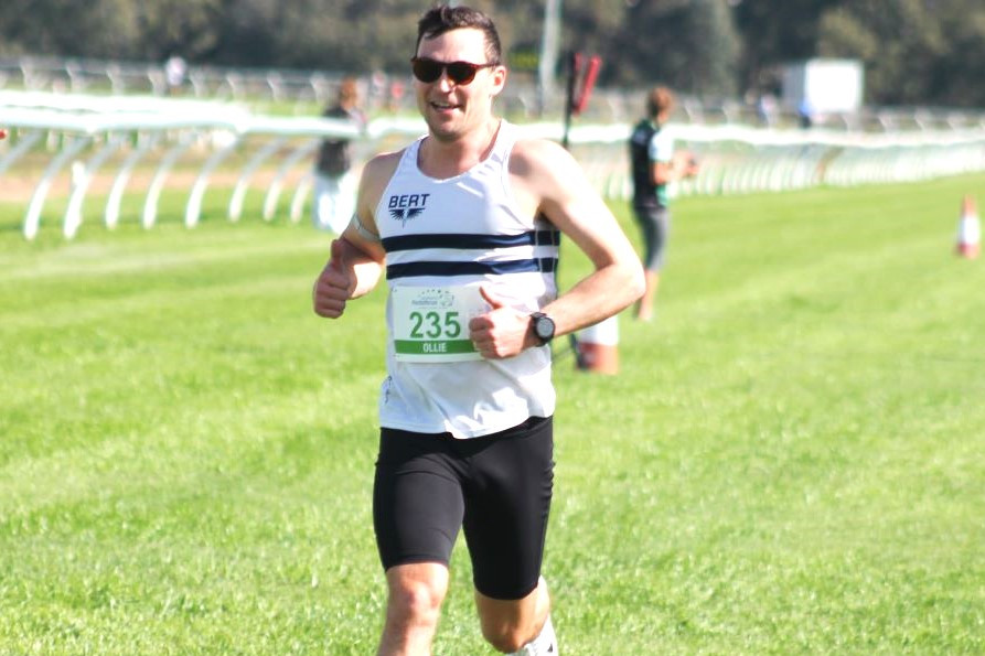 Ollie Palmer from New Zealand wins the pentathrun with a win in the Mile at Allman Park. Photos Gerard Walsh