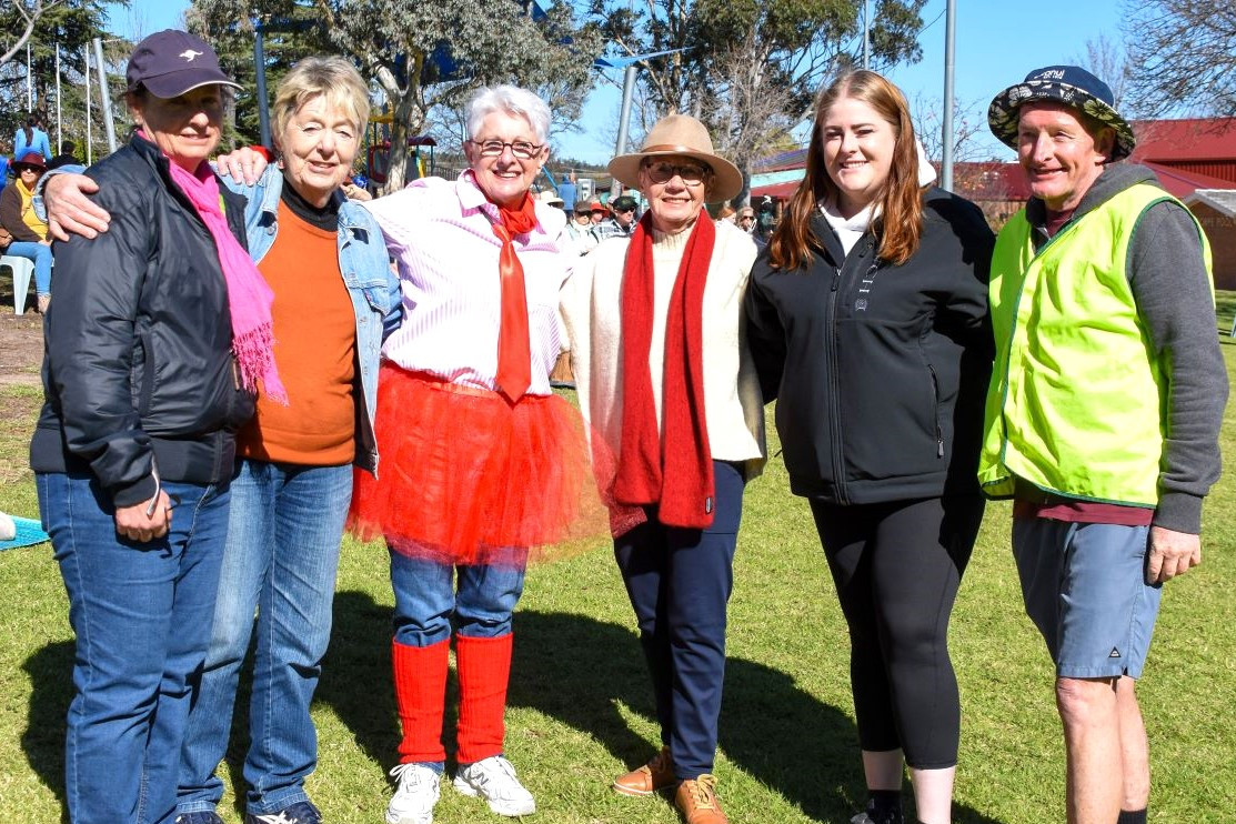 Key organisers on the committee for June 8's fundraiser were (from left) Vicki Williams, Carole Cox, Anne Hilton, Denise Hilton, Amy Colyer and John Mahoney. Also on the committee but not pictured are Michael Mahoney, Stephen Tancred and Kandi Dunn. Photo credit (this and front page with Anne Hilton and "Farmer Jarred") to Sandra McEwan.