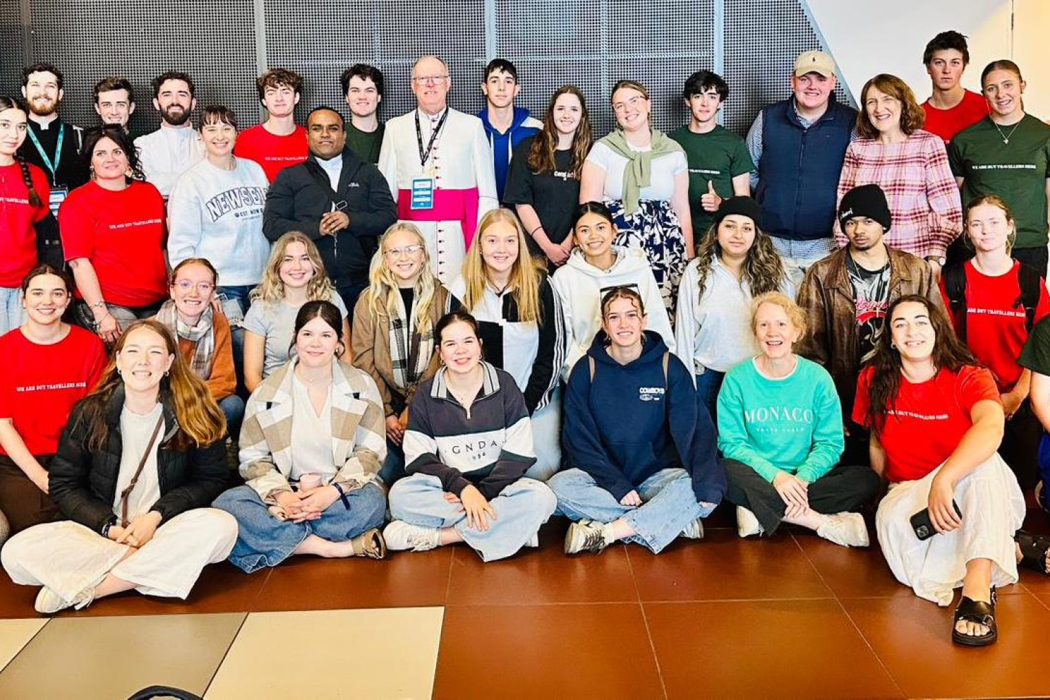 Toowoomba Bishop Ken Howell (central) with the Southern Downs youth and supporters at the Melbourne youth festival. Used with permission.